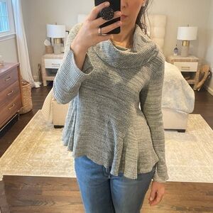 Anthropologie Postmark Maurisa Waffle Knit Peplum Sweater